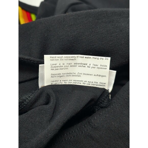 Gilda Marx VTG 80s Cotton Rainbow Stripe LS Leotard Child 12/14 Black NWT - Picture 9 of 11